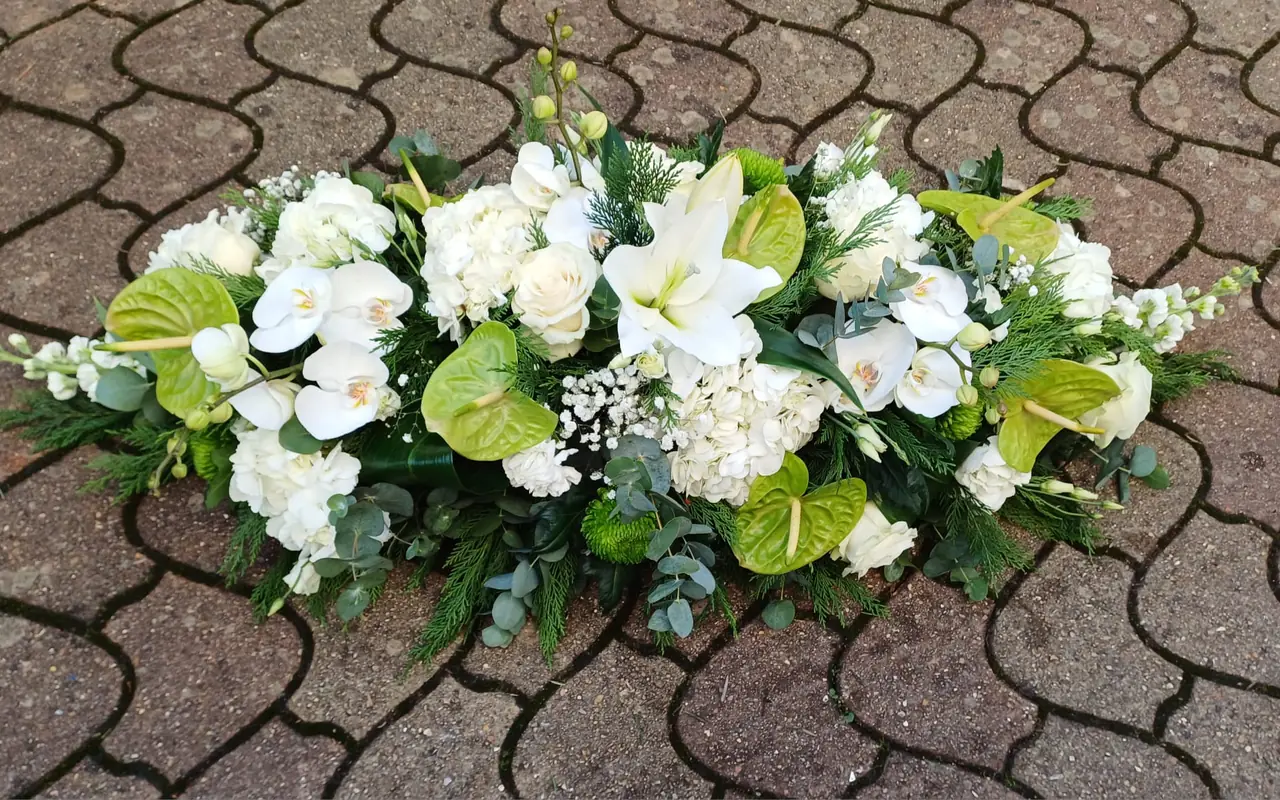 Dessus de cercueil blanc et vert