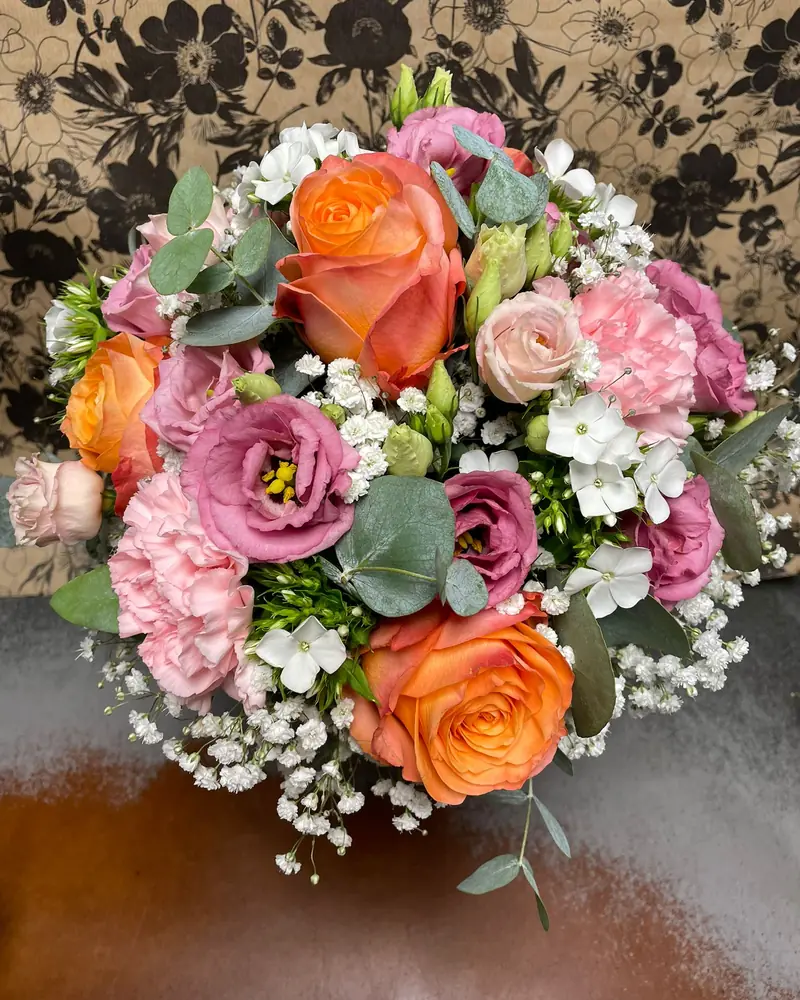 Bouquet de mariée orange et rose