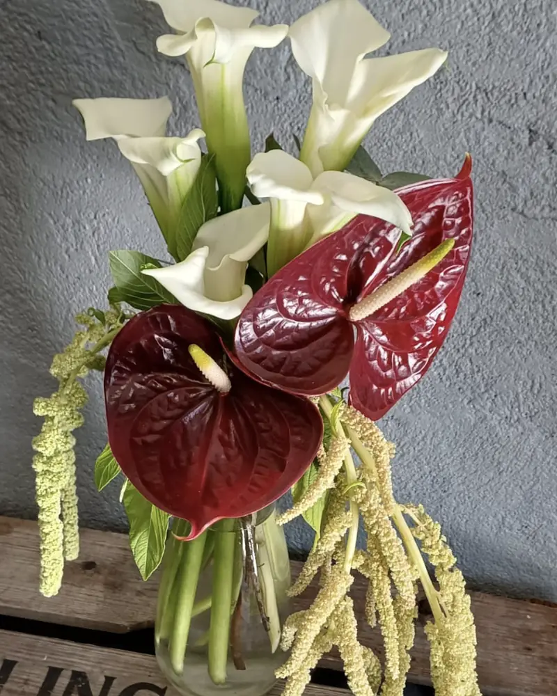 Bouquet de mariée rouge aux anthuriums