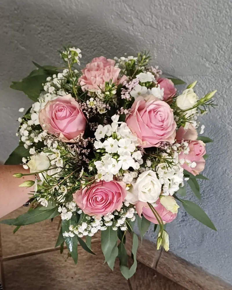 Bouquet de mariée rose tendre