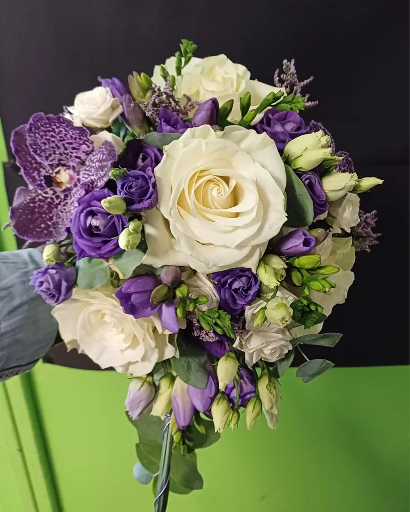 Bouquet de mariée blanc et mauve
